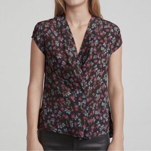 Rag & bone Black Floral Shields short sleeve top